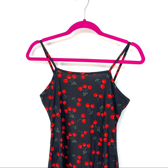Size Small Cherry Print Spaghetti Strap Mini Dress - Picture 3 of 7